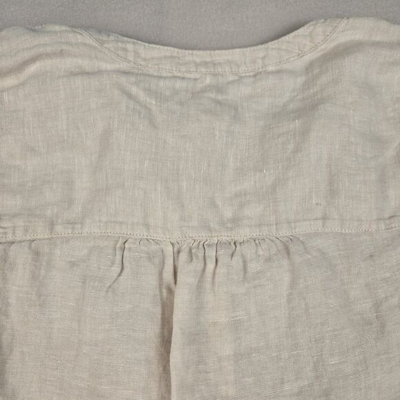 Sigrid Olsen 100% Linen Women's Small Button Front Blouse Tunic Beige 2 Pockets - Picture 6 of 8